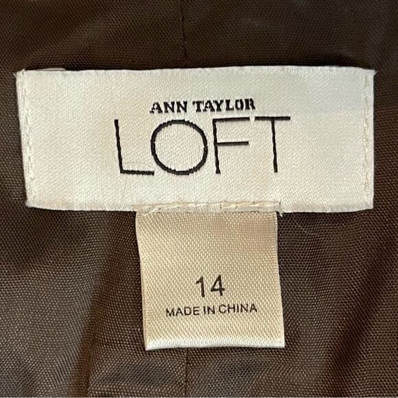 LOFT Brown & Tan Animal Print 100% Wool Career Office Skirt NWOT Size 14 - Picture 9 of 13